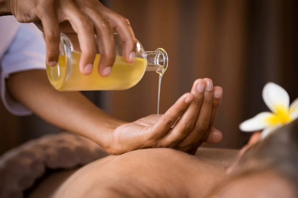 Massage table on the heated stone floor of the Bursa Masaj bath